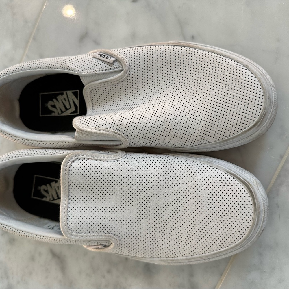 Vans White Slip-On Loafers with Breathable Design